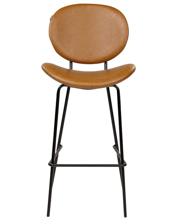 Sæt med 2 barstole til spisestuen gyldenbrunt øko-læder metal sorte ben uden armlæn retro design spisestuemøbler