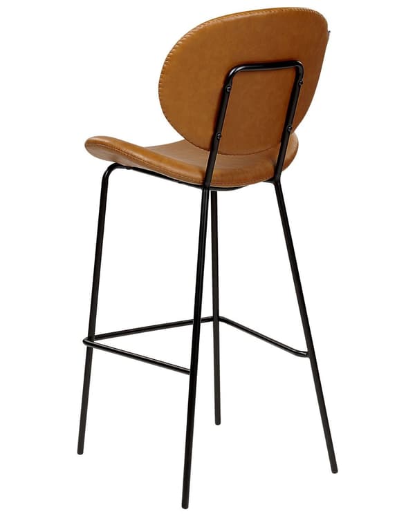 Sæt med 2 barstole til spisestuen gyldenbrunt øko-læder metal sorte ben uden armlæn retro design spisestuemøbler