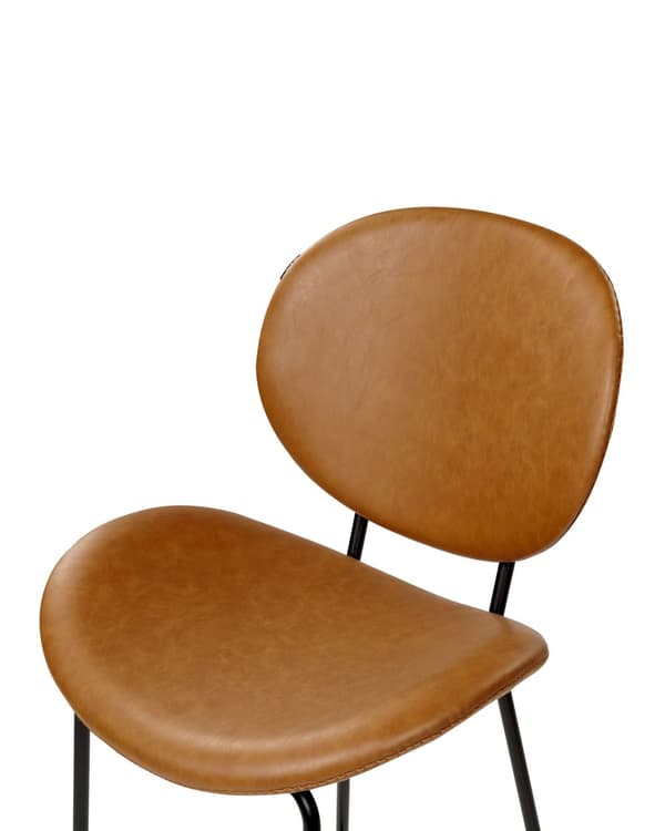 Sæt med 2 barstole til spisestuen gyldenbrunt øko-læder metal sorte ben uden armlæn retro design spisestuemøbler