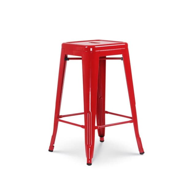 Set med 4 barstolar i glänsande röd industriell stil - KOSMI - Höjd 66 cm - Metall