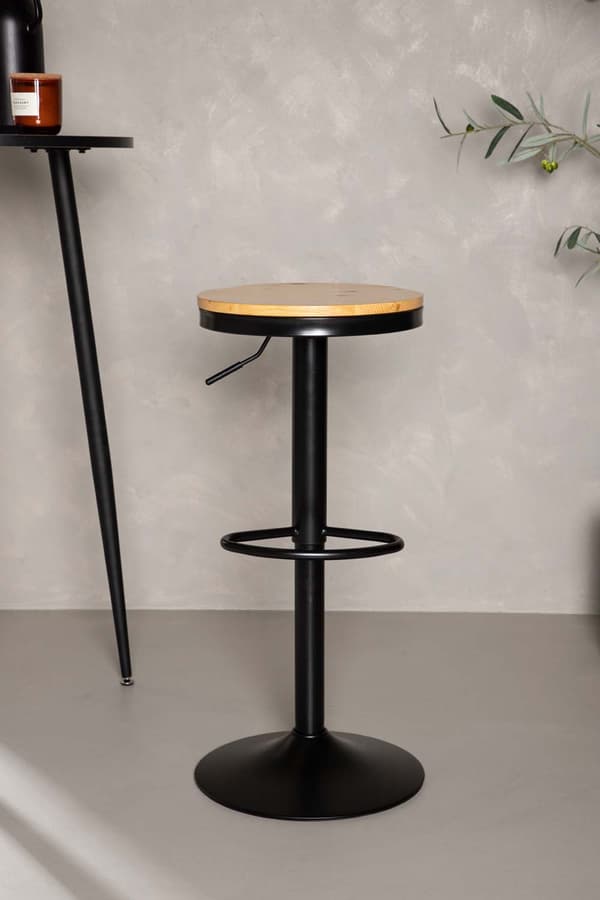 2 x  Conway barstol justerbar sort, egetræ dekor.