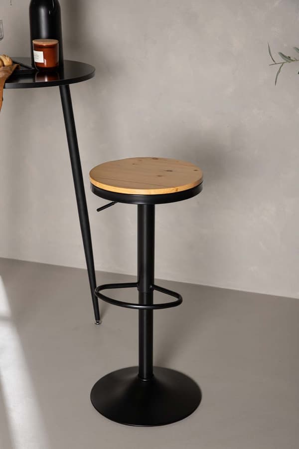 2 x  Conway barstol justerbar sort, egetræ dekor.
