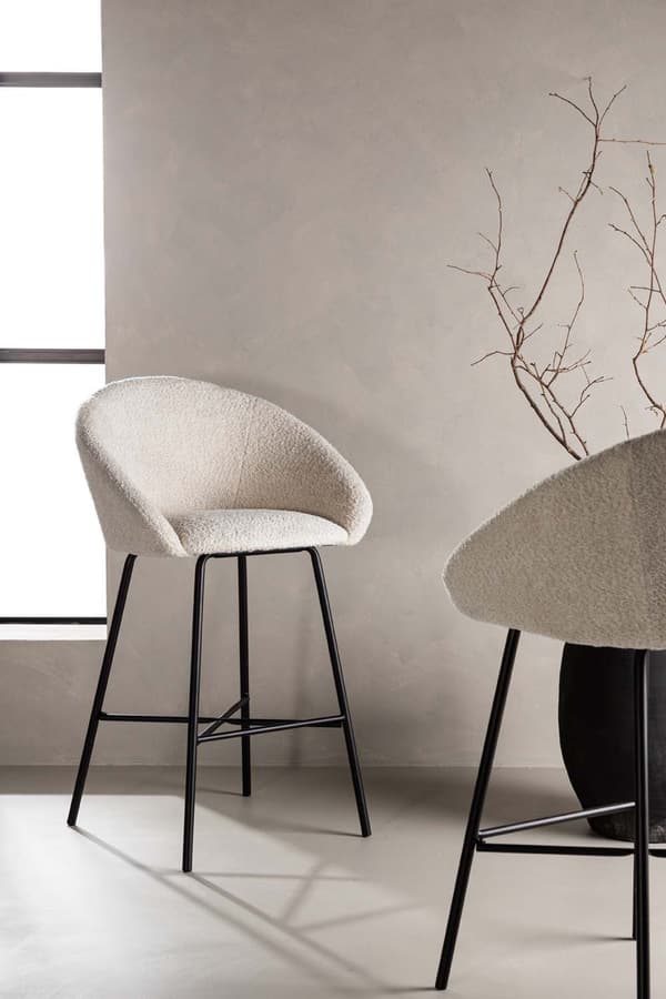 2 x Velvet barstol vit, svart.