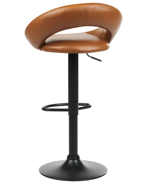 Sett med 2 barkrakker Gullbrun kunstskinnpolstring Fotskammel Svingbar Gaslift Justerbar høyde Minimalistisk
