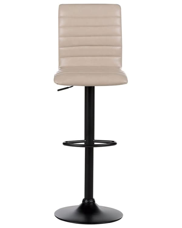 Barstol Beige Læder 65 cm Høj Køkkenstol Justerbar Counterstol med Ryglæn Drejefunktion Pumpe Design til Køkkenø Inspiration