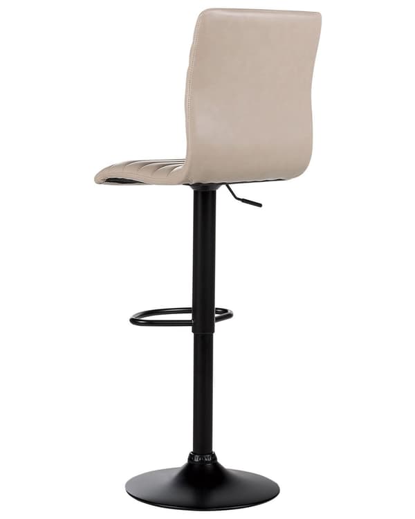 Barstol Beige Læder 65 cm Høj Køkkenstol Justerbar Counterstol med Ryglæn Drejefunktion Pumpe Design til Køkkenø Inspiration