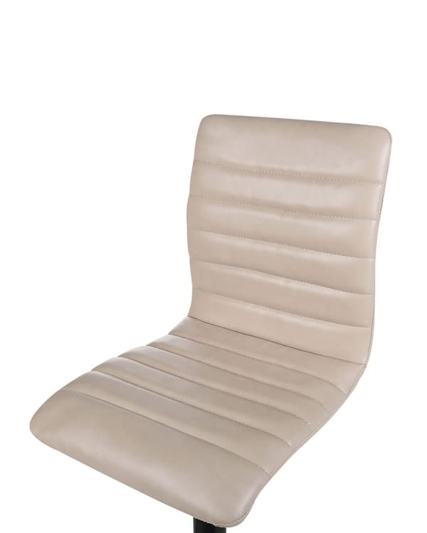 Barstol Beige Læder 65 cm Høj Køkkenstol Justerbar Counterstol med Ryglæn Drejefunktion Pumpe Design til Køkkenø Inspiration
