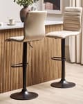 Miniatyrbillede 2 af 9: Barstol Beige Læder 65 cm Høj Køkkenstol Justerbar Counterstol med Ryglæn Drejefunktion Pumpe Design til Køkkenø Inspiration
