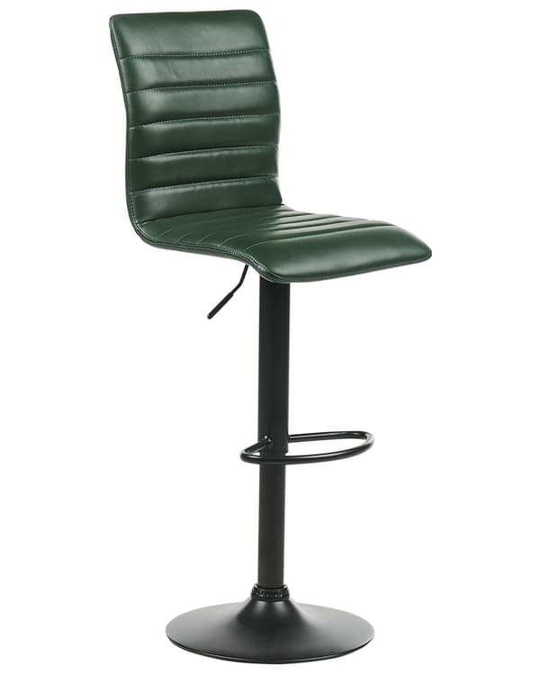 Barstol Grøn Læder 65 cm Høj Køkkenstol Justerbar Counterstol med Ryglæn Drejefunktion Pumpe Design til Køkkenø Inspiration