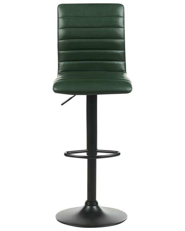 Barstol Grøn Læder 65 cm Høj Køkkenstol Justerbar Counterstol med Ryglæn Drejefunktion Pumpe Design til Køkkenø Inspiration