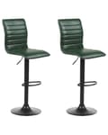 Miniatyrbillede 1 af 9: Barstol Grøn Læder 65 cm Høj Køkkenstol Justerbar Counterstol med Ryglæn Drejefunktion Pumpe Design til Køkkenø Inspiration