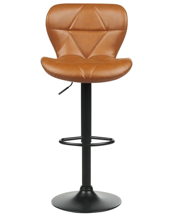 Barstol Brunt Læder 65 cm Høj Køkkenstol Justerbar Counterstol med Ryglæn Drejefunktion Pumpe Design til Køkkenø Inspiration