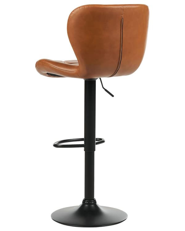 Barstol Brunt Læder 65 cm Høj Køkkenstol Justerbar Counterstol med Ryglæn Drejefunktion Pumpe Design til Køkkenø Inspiration