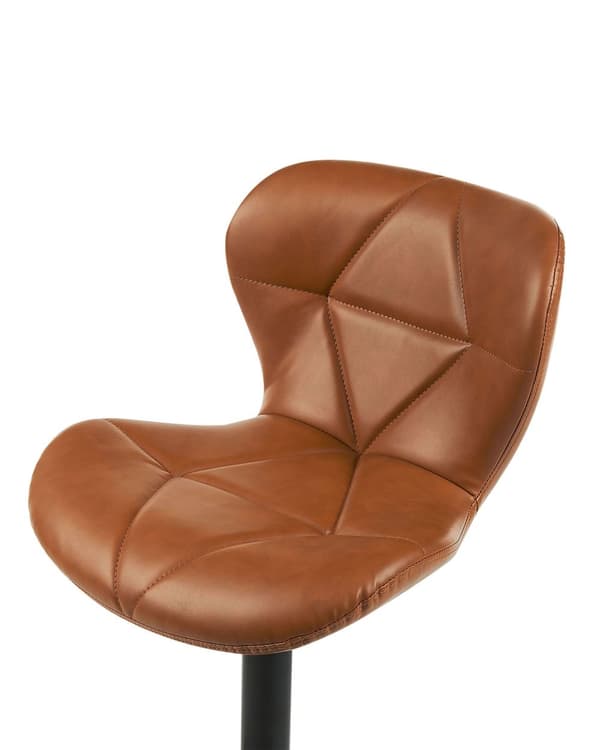 Barstol Brunt Læder 65 cm Høj Køkkenstol Justerbar Counterstol med Ryglæn Drejefunktion Pumpe Design til Køkkenø Inspiration
