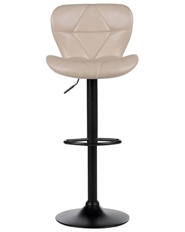 Barstolar set om 2 Beige Konstläder Svängbar Justerbar Höjd Modern Kök Matsal Bar