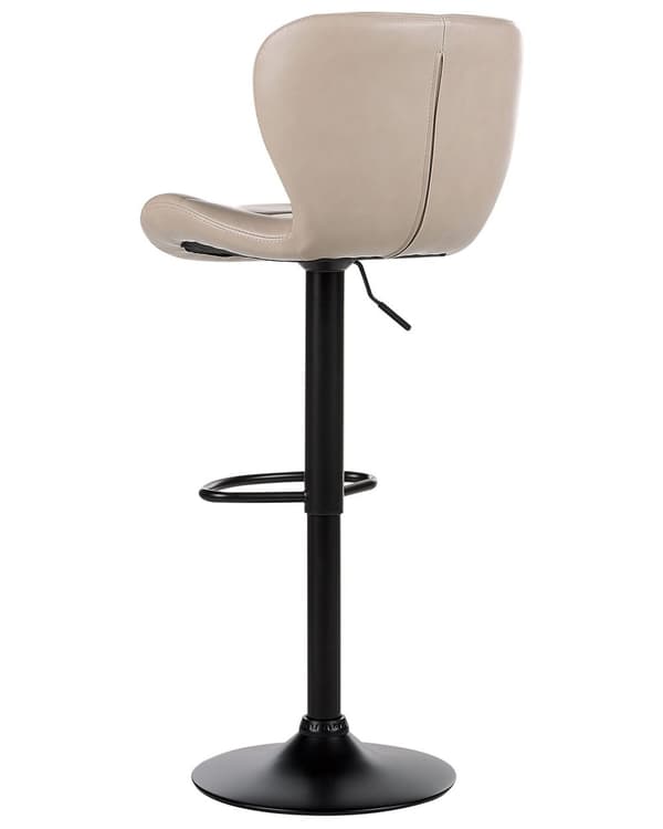 Barstolar set om 2 Beige Konstläder Svängbar Justerbar Höjd Modern Kök Matsal Bar
