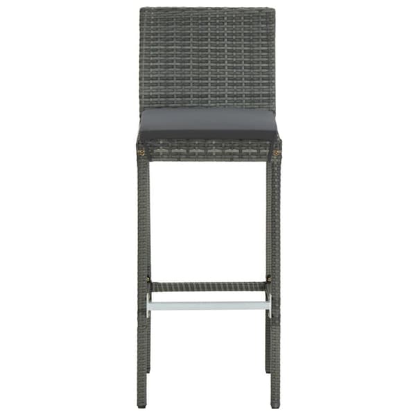 barstole med hynder 6 stk. polyrattan grå