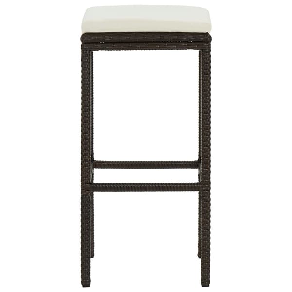 barstole med hynder 4 stk. polyrattan brun