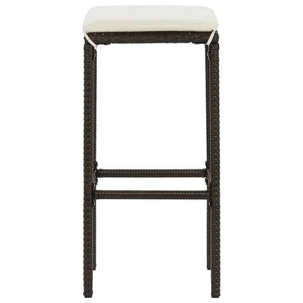 barstole med hynder 4 stk. polyrattan brun