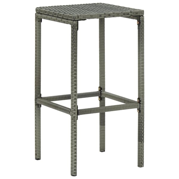 barstole med hynder 4 stk. polyrattan grå