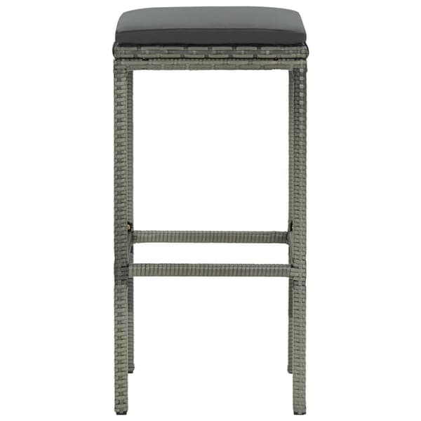 barstole med hynder 4 stk. polyrattan grå