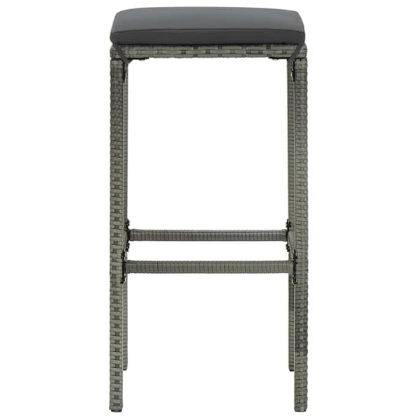 barstole med hynder 4 stk. polyrattan grå