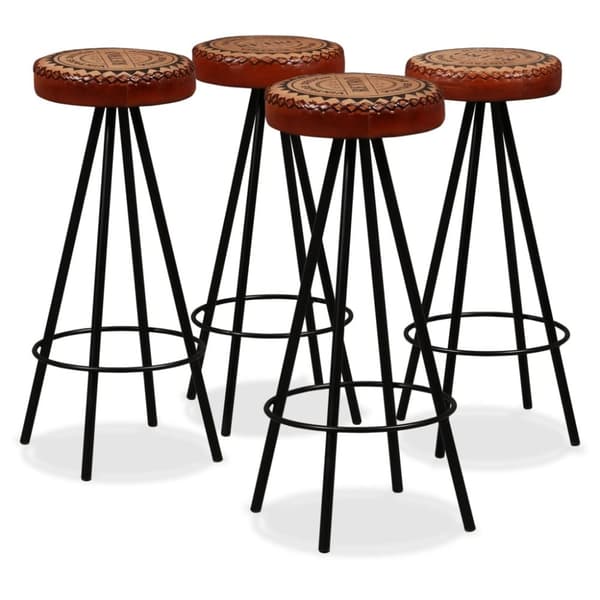 Barstolar 4 st äkta läder
