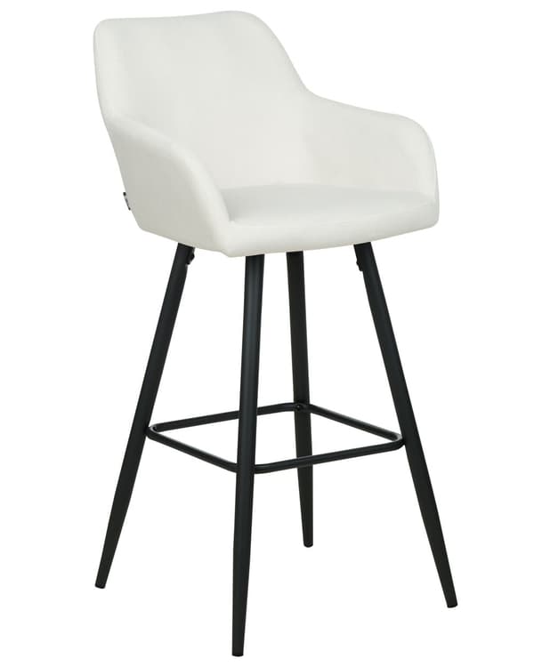 Sæt med 2 barstole Off-White Velour betrukket med armlæn Ryglæn Sorte metalben velourstof