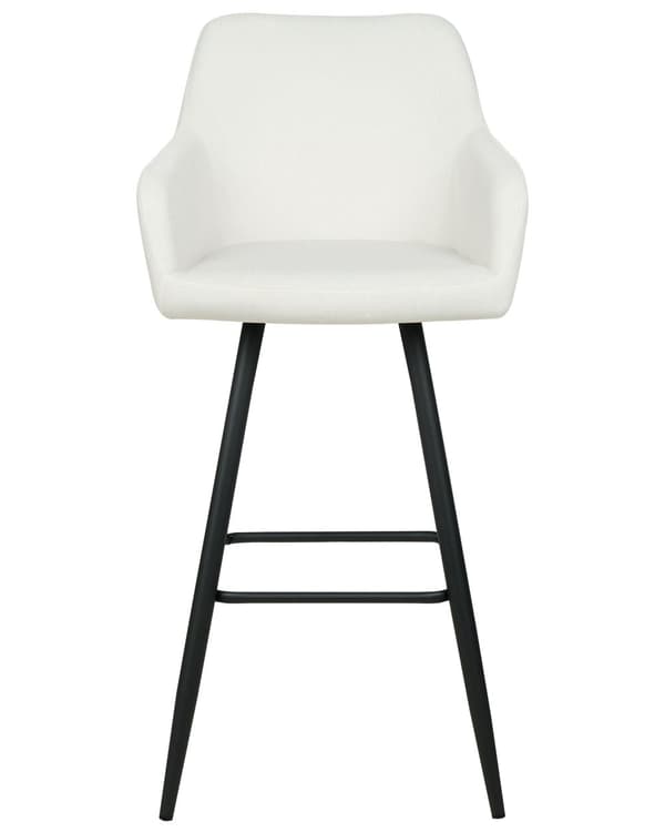 Sæt med 2 barstole Off-White Velour betrukket med armlæn Ryglæn Sorte metalben velourstof