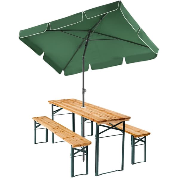 Bord bænkesæt Ludwig, 3-delt, foldbar med parasolholder - brun