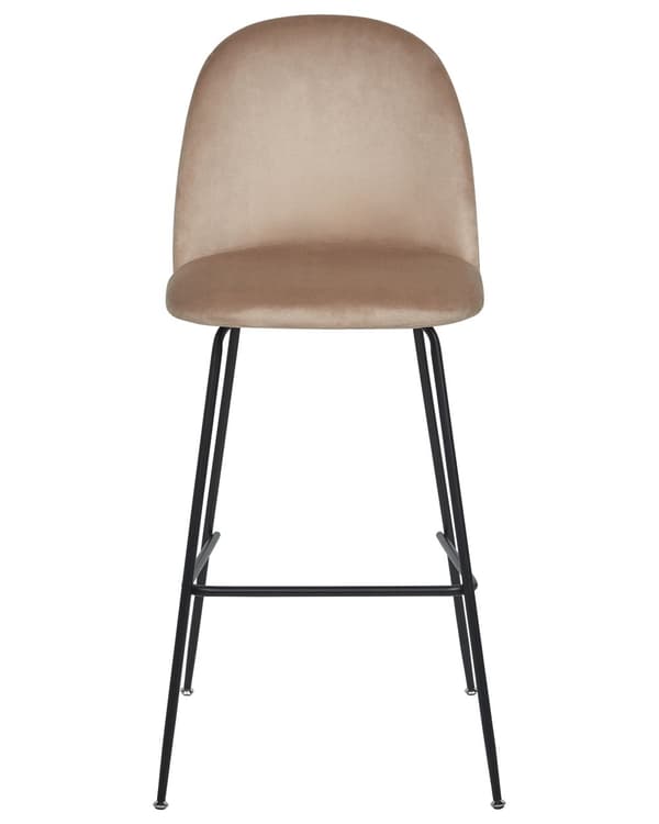 Sett med 2 barstoler Taupe fløyelspolstring Svart stålramme Benkehøyde Sete Spisestuemøbler Glam design