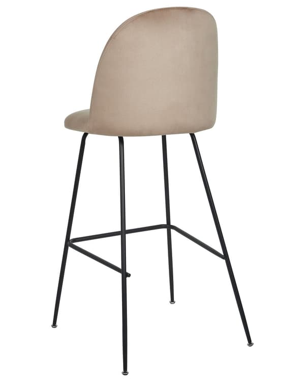Sett med 2 barstoler Taupe fløyelspolstring Svart stålramme Benkehøyde Sete Spisestuemøbler Glam design