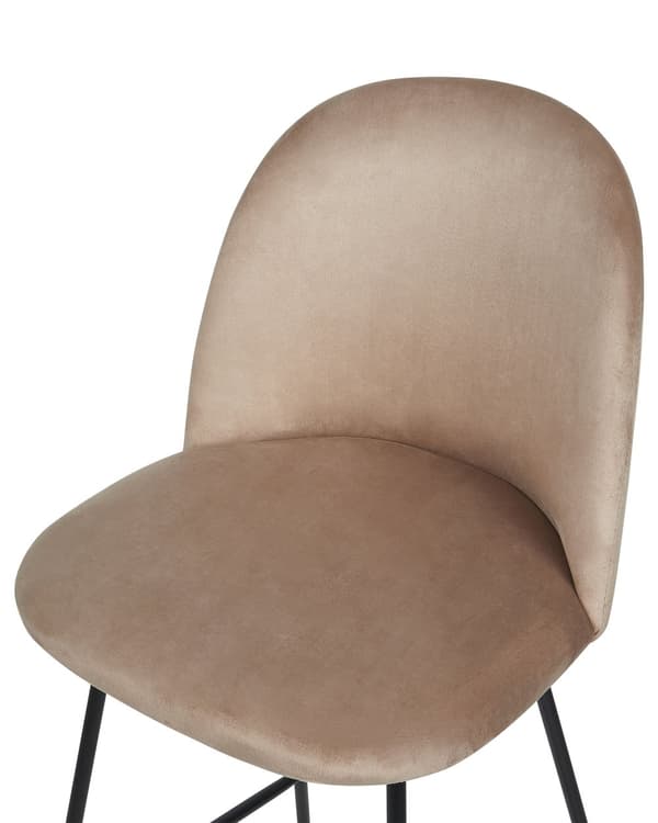 Sett med 2 barstoler Taupe fløyelspolstring Svart stålramme Benkehøyde Sete Spisestuemøbler Glam design