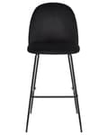 Miniatyrbillede 5 af 9: Barstole Sort Velour Sæt af 2 Høj Køkkenstole Retro Rund Ryglæn Fodstøtte Design Counterstol til Barbord