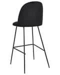 Miniatyrbillede 6 af 9: Barstole Sort Velour Sæt af 2 Høj Køkkenstole Retro Rund Ryglæn Fodstøtte Design Counterstol til Barbord