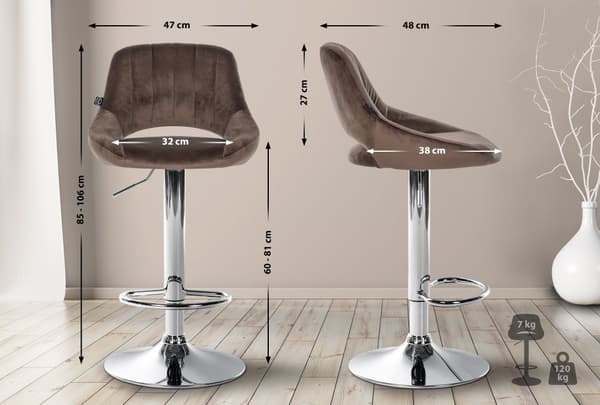 CLP Sæt med 2 barstole Milet fløjl