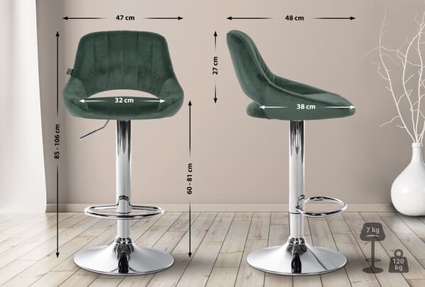 CLP Sæt med 2 barstole Milet fløjl