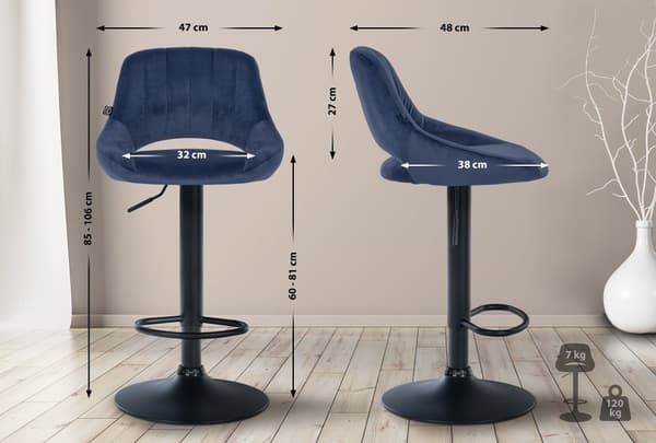 CLP Sæt med 2 barstole Milet fløjl