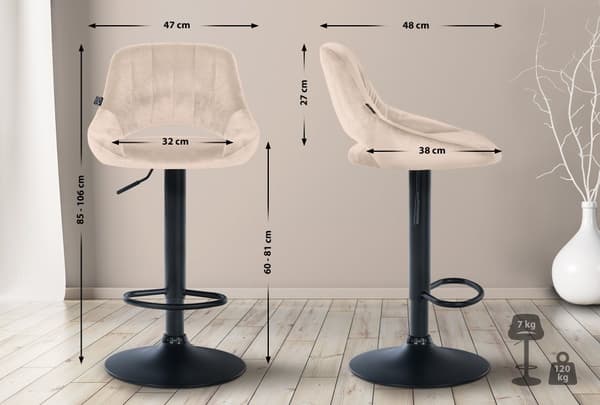 CLP Uppsättning med 2 barstolar Milet sammet