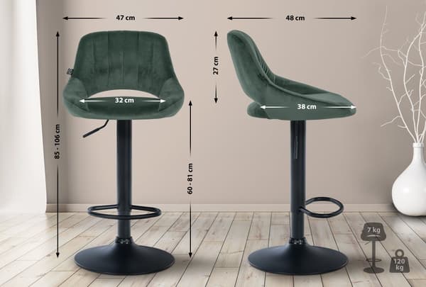 CLP Sæt med 2 barstole Milet fløjl