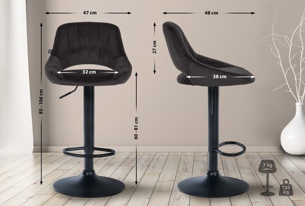 CLP Sæt med 2 barstole Milet fløjl