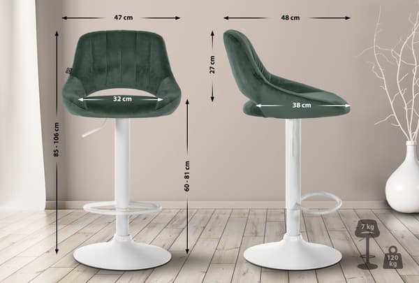 CLP Sæt med 2 barstole Milet fløjl