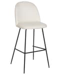 Miniatyrbild 4 av 9: Set av 2 Barstolar Off-White Sammetsklädsel Svart Stålram Höjd Sits Matsal Möbler Glam Design