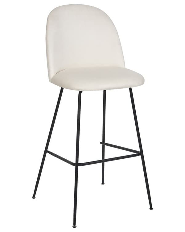 Set av 2 Barstolar Off-White Sammetsklädsel Svart Stålram Höjd Sits Matsal Möbler Glam Design