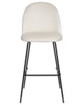 Miniatyrbild 5 av 9: Set av 2 Barstolar Off-White Sammetsklädsel Svart Stålram Höjd Sits Matsal Möbler Glam Design