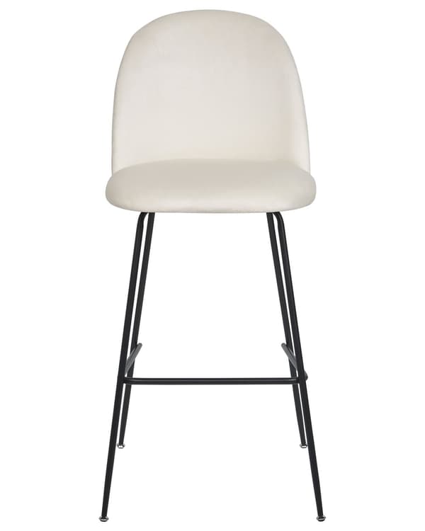 Set av 2 Barstolar Off-White Sammetsklädsel Svart Stålram Höjd Sits Matsal Möbler Glam Design