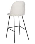 Miniatyrbild 6 av 9: Set av 2 Barstolar Off-White Sammetsklädsel Svart Stålram Höjd Sits Matsal Möbler Glam Design