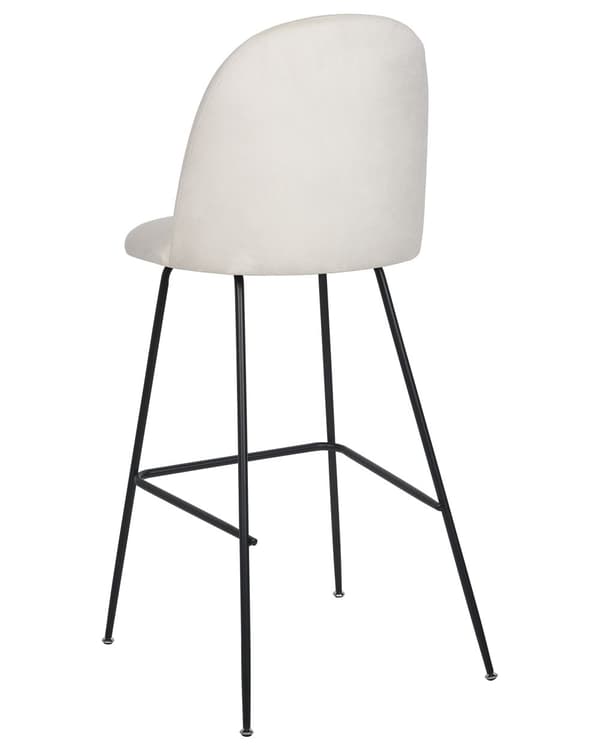Set av 2 Barstolar Off-White Sammetsklädsel Svart Stålram Höjd Sits Matsal Möbler Glam Design