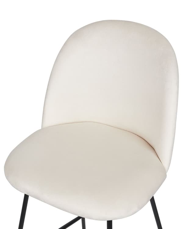 Set av 2 Barstolar Off-White Sammetsklädsel Svart Stålram Höjd Sits Matsal Möbler Glam Design