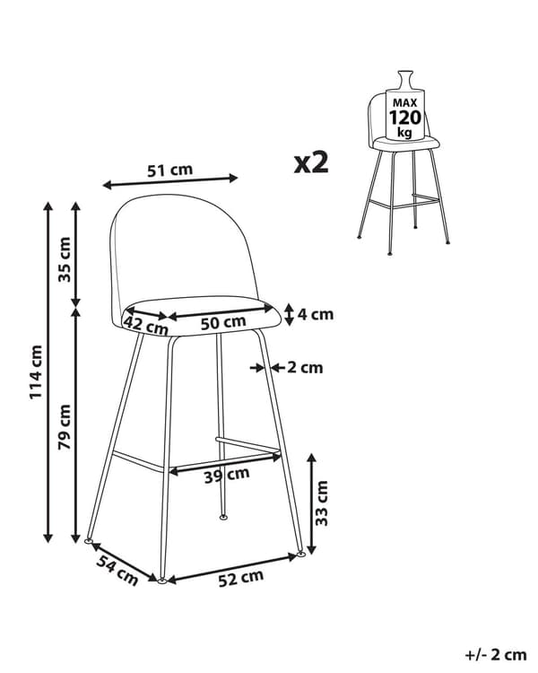 Set av 2 Barstolar Svart Sammetsklädsel Svart Stålram Höjd Sits Matsal Möbler Glam Design